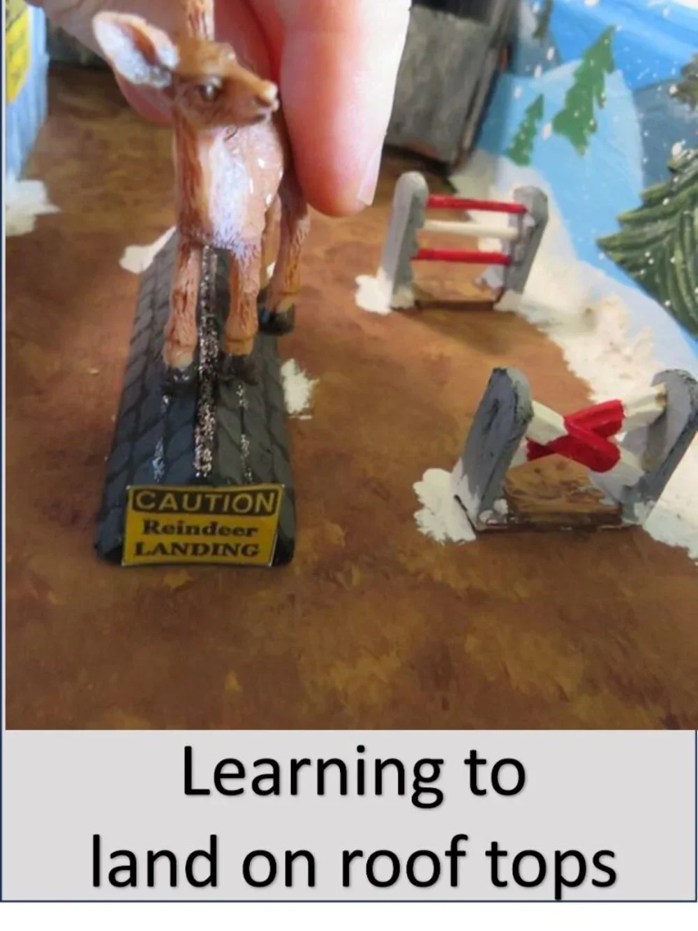 Handmade Reindeer Flight School Miniature Diorama Santa Christmas Village